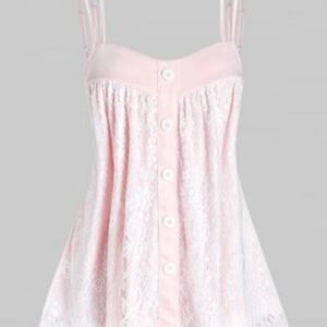 Pink Babydoll w/ Lace Overlay  & Dual Spaghetti Straps